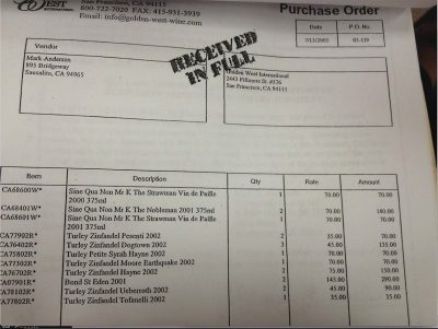 Receipt of Mark Anderson's Purchases