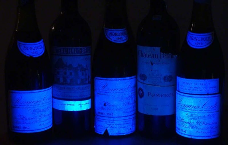 Bottles under UV light