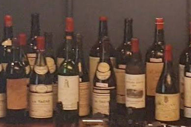 A lineup of DRC, Pétrus and other fine wine bottles